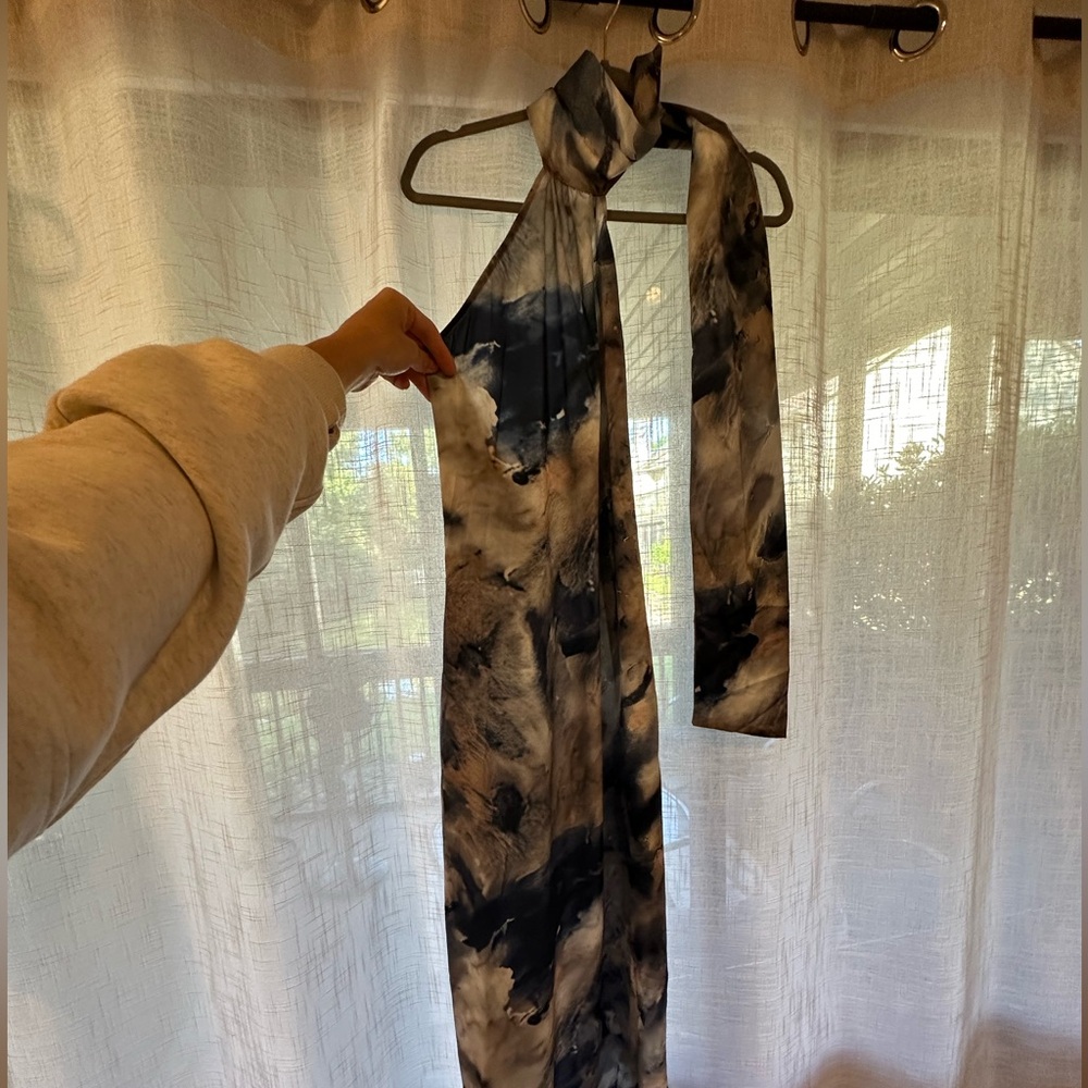Tie Dye Satin Halter long dress